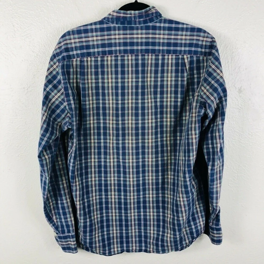 J Crew Size Medium Button Shirt Blue Plaid